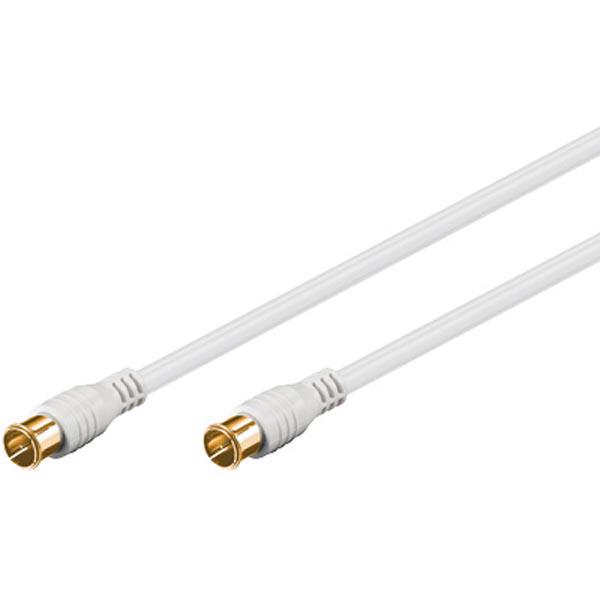 RG59-kaapeli, pika-asennukseen F-liitin ur-ur, 75 Ohm, 2,5m, valkoinen