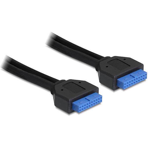 DeLOCK sisäinen USB 3.0 kaapeli, IDC20 uros - uros, 0,45m, musta