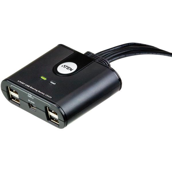 ATEN US424 manuaalinen USB 2.0-kytkin, 4 tietokonetta 4 laitteeseen,