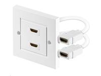 HDMI wall soccket 2 port white