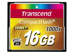 TRANSCEND Compact Flash Muistikortti 16GB (1000x) Performance up to 160MB/s read, 120MB/s write (mm. Canon EOS 1D, EOS 5D, EOS7D, monet NIKON järjestelmäkamerat, sekä muut CF korttia käyttävät kamerat)