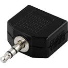 DELTACO Y-sovitin äänelle, 1x3.5mm uros > 2x3.5mm naaras