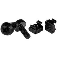 StarTech.com M6 x 12mm Screws and Cage Nuts - 100 Pack - M6 Mounting Screws and Cage Nuts for Server Rack and Cabinet - Black (CABSCREWM62B) Skruer og mtrikker for rack Sort