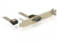 Delock COM port bracket, 1 x Serial, 0,27m cable Sarjaportti peitelevyssä, 2xDB9 uros, suora pin-pin konfigurointi