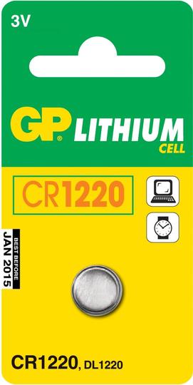 GP Lithium Cell Battery CR1220/DL1220, 3V, 1-pack