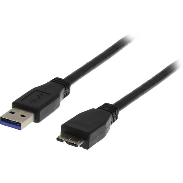 DELTACO USB 3.0 kaapeli, A ur - Micro B ur, 2m, musta