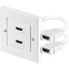 Seinäkosketin 2xHDMI-liitoksella, 19-pin n - n, 0,1m, valkoinen