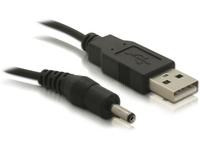 DeLOCK USB-virtakaapeli, USB 2.0 Typ A uros - DC 3,5x1,35mm, DC-kontakti pituus 10,5mm, 5V, 1,5m, musta, USB cable Power cable