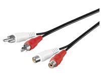 MicroConnect Stereo RCA Jatkokaapeli 2 x RCA uros - RCA naaras, 5m