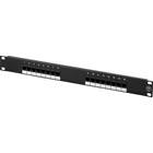UTP kytkentäpaneeli,16xRJ45,Cat.6,110,1U 19",metallia, musta