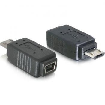 USB-adapteri Micro-B uros > Mini 5-pin naaras, musta