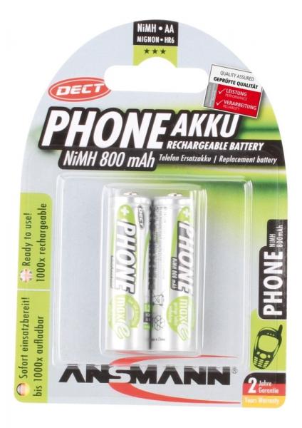 1x2 Ansmann maxE NiMH rech.bat. Mignon AA 800 mAh DECT PHONE