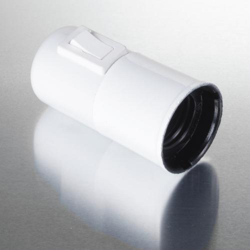 Lampefatning E27 m/afbryder hvid