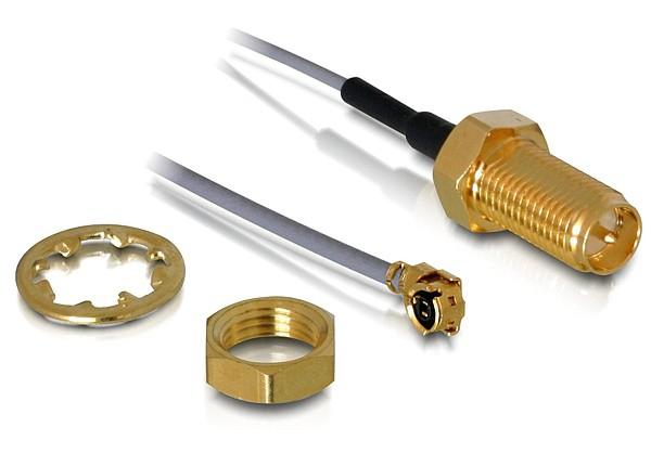 DeLOCK antennisovitin, I-PEX u kulma 90 - RP-SMA n suora, 0,2m