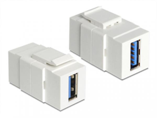 Delock Keystone module USB 3.0 A female > USB 3.0 A female white
