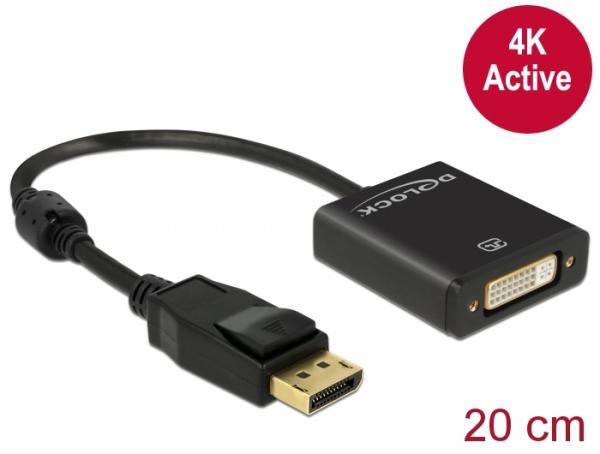 Delock Adapter DisplayPort 1.2 male > DVI female 4K Active black
