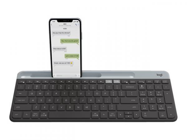 Logitech Slim Multi-Device K580 - Näppäimistö - Bluetooth, 2.4 GHz - Pan Nordic - grafiitti