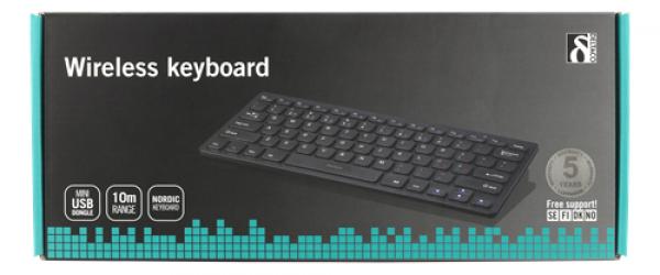 DELTACO langaton mininäppäimistö, hiljaiset näppäimet, USB nano vastaanotin, 10m, musta