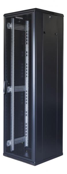 TOTEN G3, 19" lattiakaappi, 42U, 600 x 600, perforoitu etu- ja takaovi, lukittava, max 800 kg, musta
