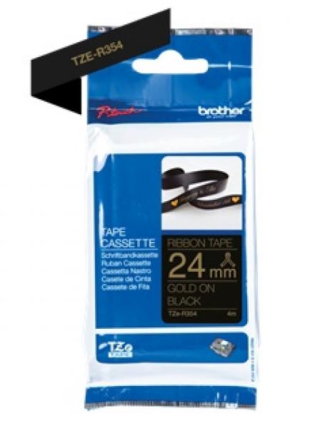 BROTHER TZE-R354 -SATIININAUHA – KULLANVÄRINEN TEKSTI MUSTALLA NAUHALLA, LEVEYS 24 MM