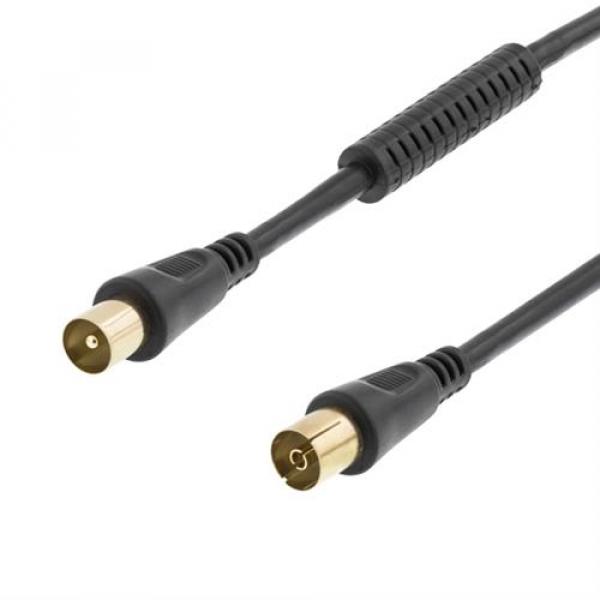 DELTACO antennikaapeli, 75 ohmia, ferriittiytimet, kullatut liittimet, 3m, musta