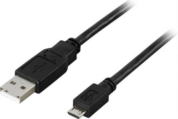 DELTACO USB 2.0 kaapeli Tyyppi A ur - Tyyppi Micro B ur, 5-pin, 0,25m, musta