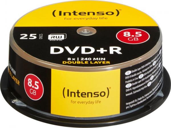 1x25 Intenso DVD+R 8,5GB 8x Speed, Double Layer Cakebox