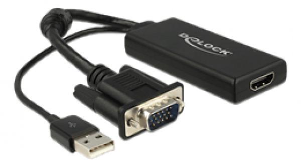 Delock VGA to HDMI Adapter with Audio black