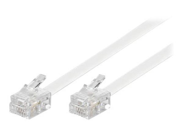 DELTACO modularikaapeli, 6P4C(RJ11) - 6P4C(RJ11), 2m, valkoinen