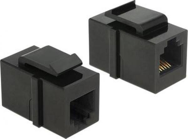 Delock Keystone Module RJ12 female > RJ12 female Cat.3 black