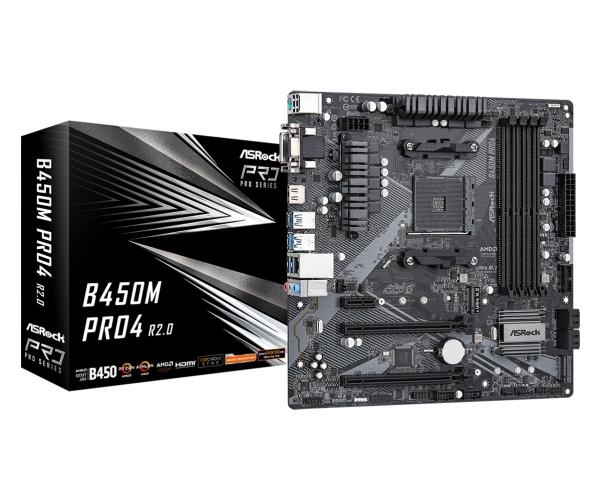 ASRock B450M Pro4 R2.0 - emolevy - mikro ATX - Socket AM4 - AMD B450