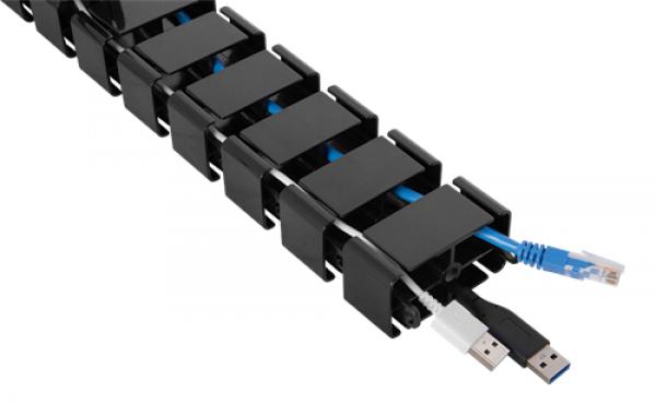 DELTACO OFFICE kaapelinkeräin, 4 kourua, jalustassa paino, musta