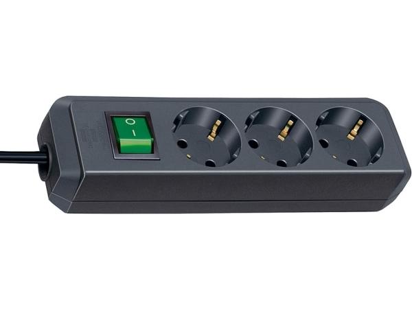Brennenstuhl ECO-Line 3 fold black 1,5m + switch