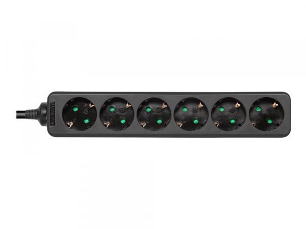 DELTACO outlet 6xCEE 7/3 1xCEE 7/7 3m black