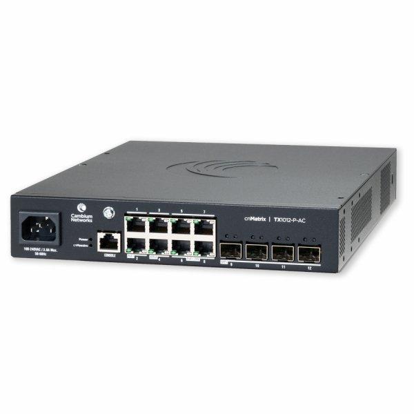 Cambium Networks cnMatrix TX 2 1012PAC 200W POE Switch 8 x 1gbps 4 SFP