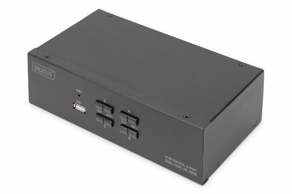 DIGITUS KVM Switch, 4 Port, Dual Display, 4K, HDMI