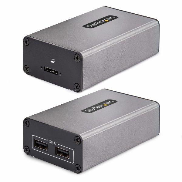 StarTech.com 2-Port USB 3.0 Extender over OM3 Multimode Fiber, LC/LC, 2x 5Gbps USB-A Hub, 350m (1150ft) Range, Durable USB Fiber Optic Extender, Incl. 2x 10G MMF SFP modules - Optical USB Extender (F35023-USB-EXTENDER) USB-forlngerkabel