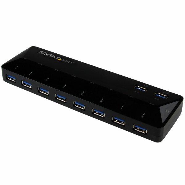 StarTech.com 10 Port USB 3.0 Hub Charge amp Sync Ports - 8 x USB-A, 2 x USB-A Charge Ports - Multi Port Powered USB Hub (ST103008U2C) USB sharing switch til periferiudstyr 10 porte USB