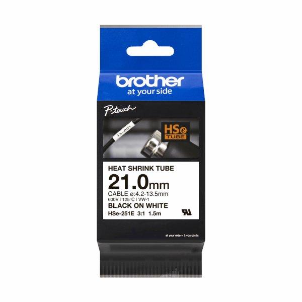 Brother HSe251E Heat Shrink Tube? Black on White 21 mm