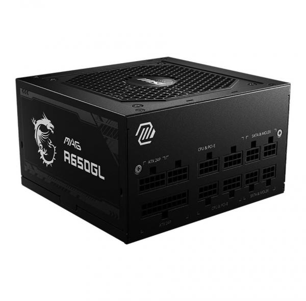 MSI MAG A650GL - power supply - 650 Watt Virtalähde - 650 Watt - 120 mm - 80 Plus Kulta sertifioitu