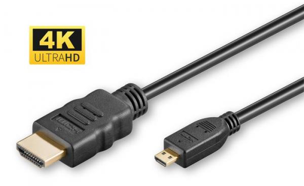 MicroConnect High Speed HDMI 2.0 A - HDMI Micro D -kaapeli, 5m Ethernet
