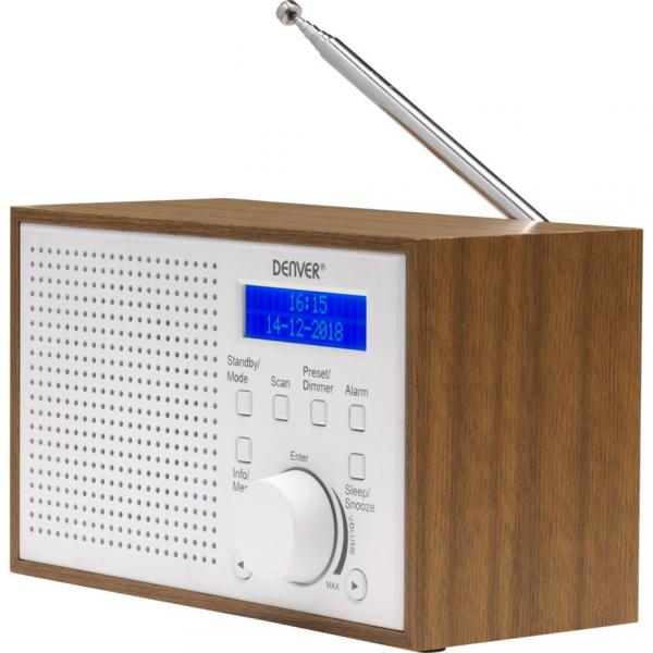Denver DAB-46 valkoinen DAB+ digitaalinen radio ja integroitu FM-radio