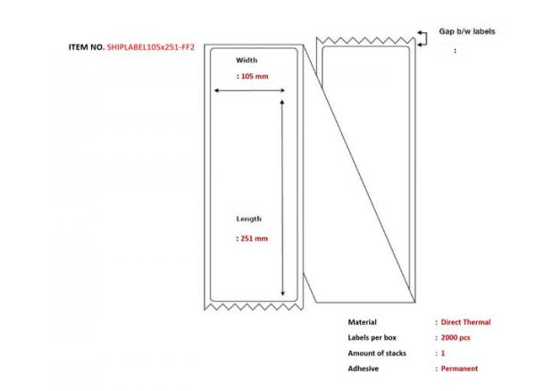 Capture Ship-etiketti 105 x 251 mm. Direct Thermal, 2000 tarraa per laatikko. Ihanteellinen DHL-, Doc Basic- tai DSV-paketteihin