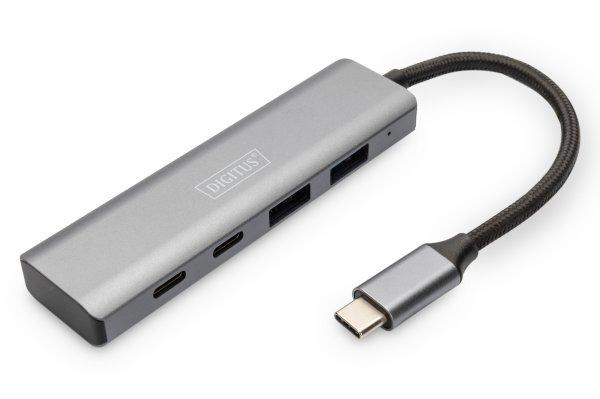 DIGITUS USB-C 4 Port HUB Alumin. Housing 2xUSB-A+2x USB-C Gen2