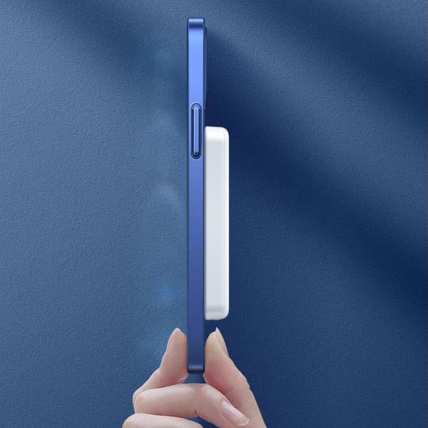 Dudao K14S langaton virtapankki 5000mAh 10W, 5W MagSafe yhteensopiva, valkoinen. Wireless powerbank.