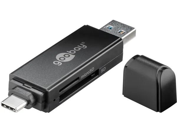 Muistikortinlukija - USB 3.0 USB-A ja USB-C. Ulkoinen muistikortinlukija. 2in1 card reader - SD, SDHC, SDXC, microSD