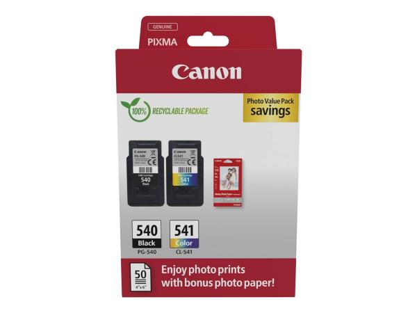 Canon PG-540/CL-541 Photo Paper Value Pack musta väri, (syaani, magenta, keltainen) mustepatruuna/paperisarja
