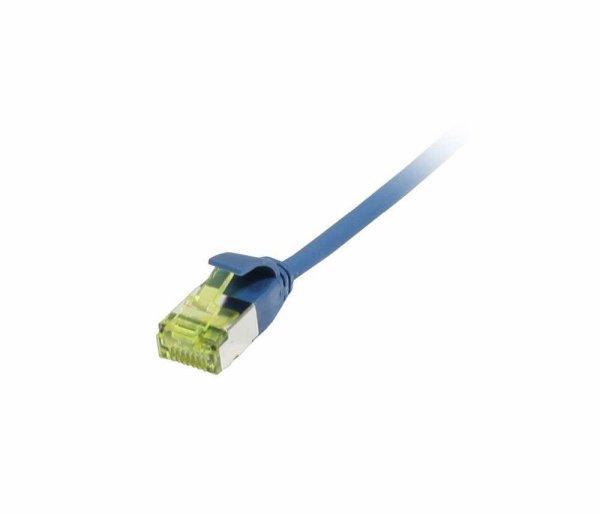 Patchkabel RJ45 CAT6A 500Mhz10m blau UFTP slimline rund d38mm TPELSZHSuperflex AWG32 mit CAT7 Rohkabel Synergy 21