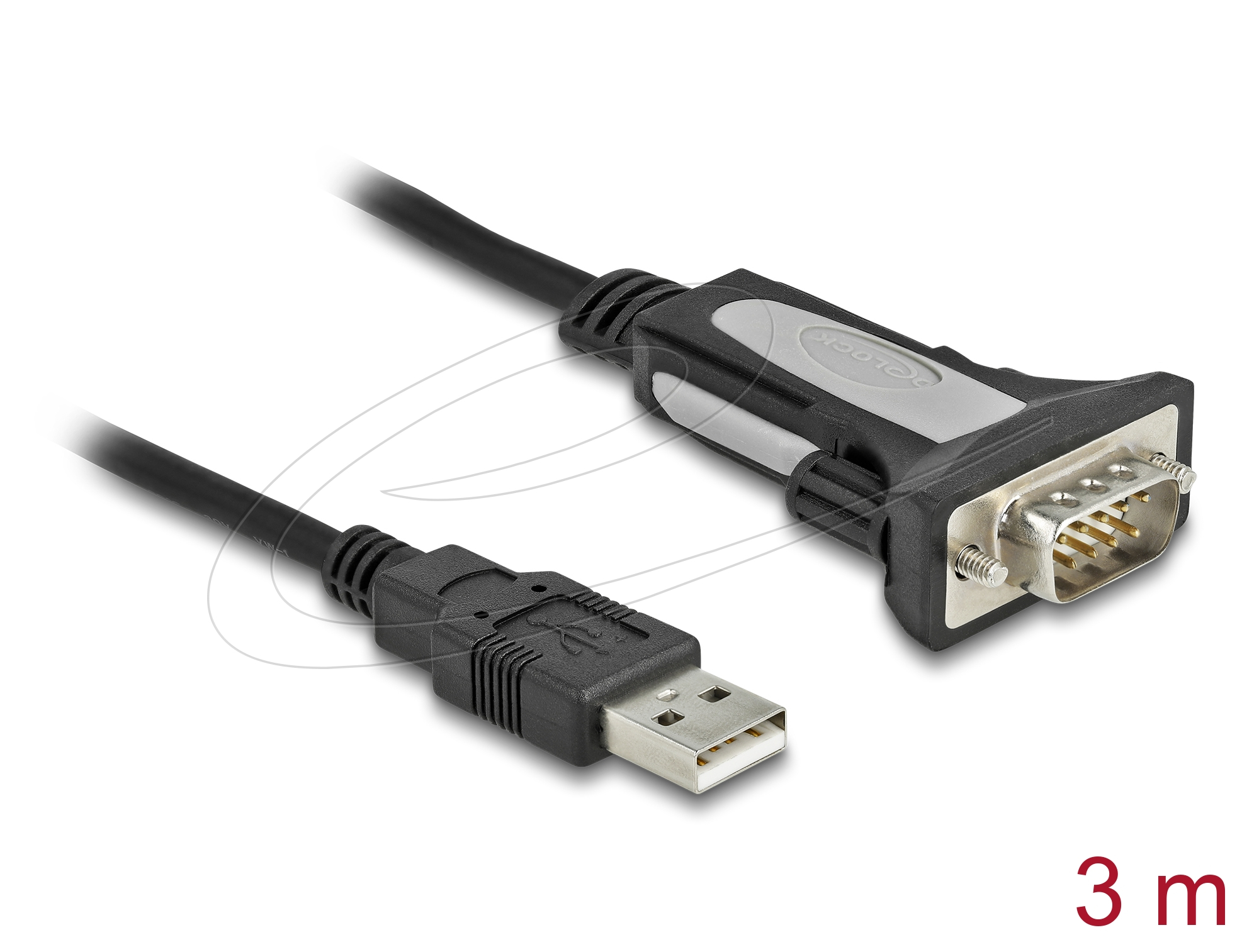 Delock USB 2.0 Adapter Type-A to 1 x serial RS-232 DB9, 3m, black
