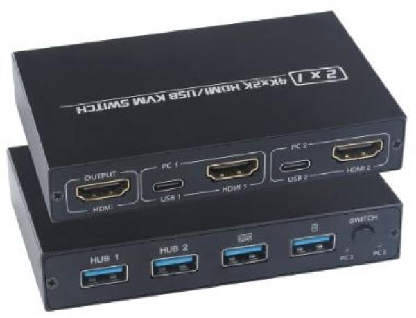 HDMI 1.4 KVM switch 2x PC, 4k, USB-hub